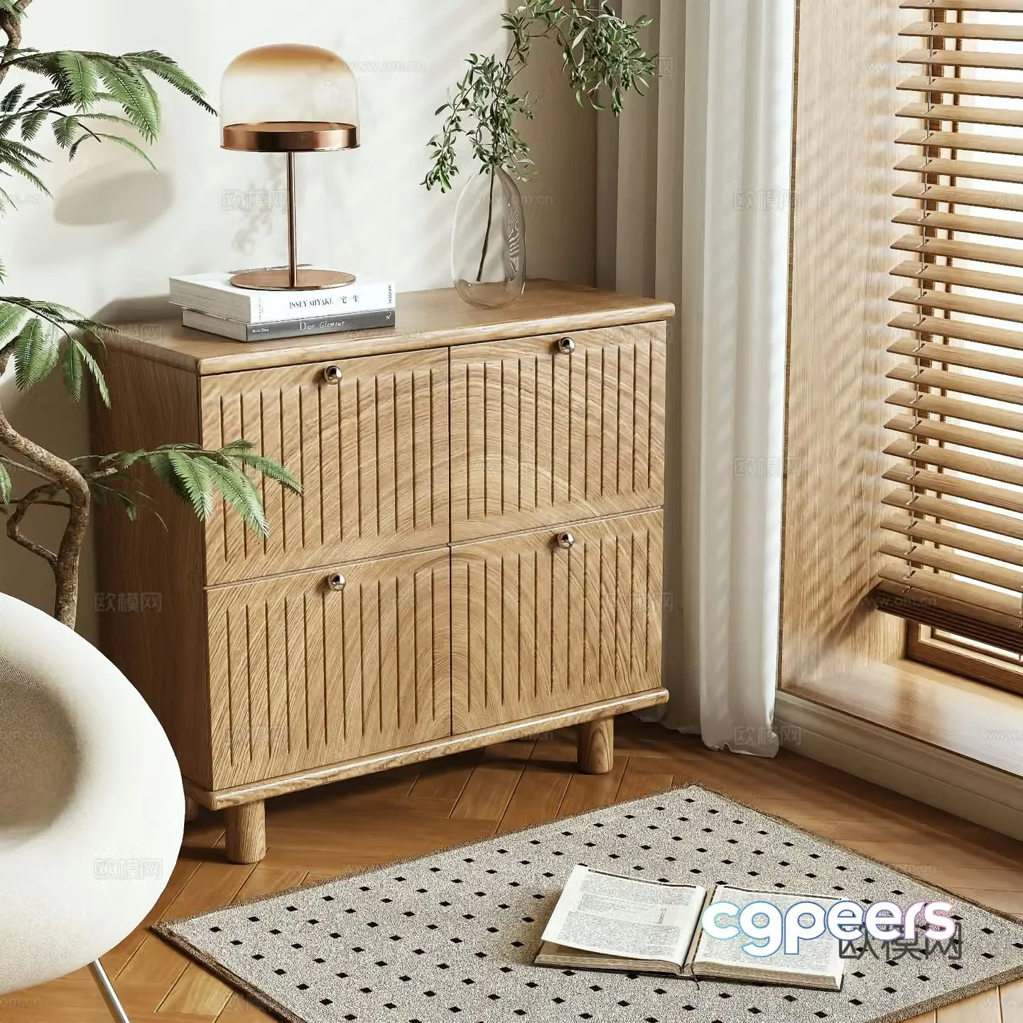 Wabi-sabi entrance cabinet 3d model
