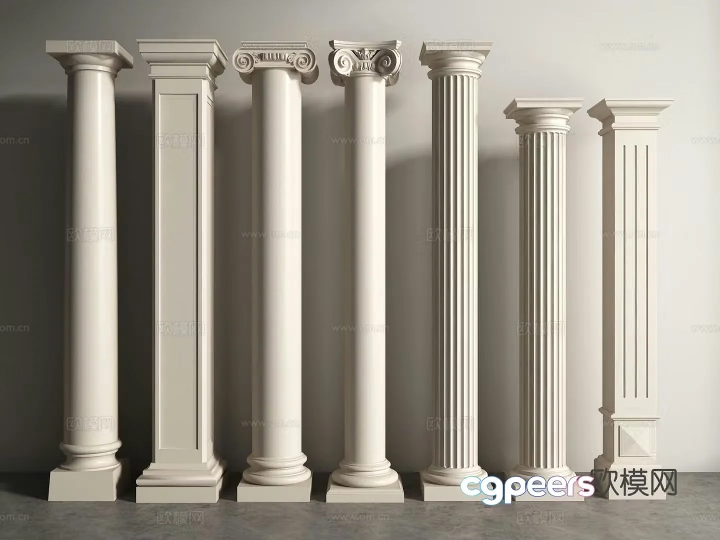 European columns Roman columns plaster columns 3D model
