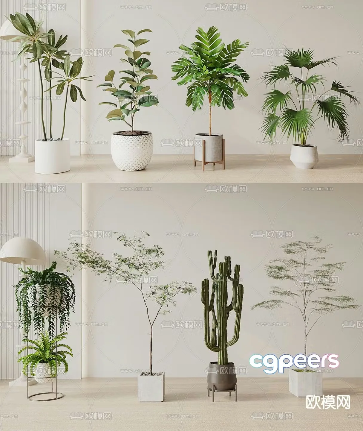 Flower stand green plants potted plants 3D model