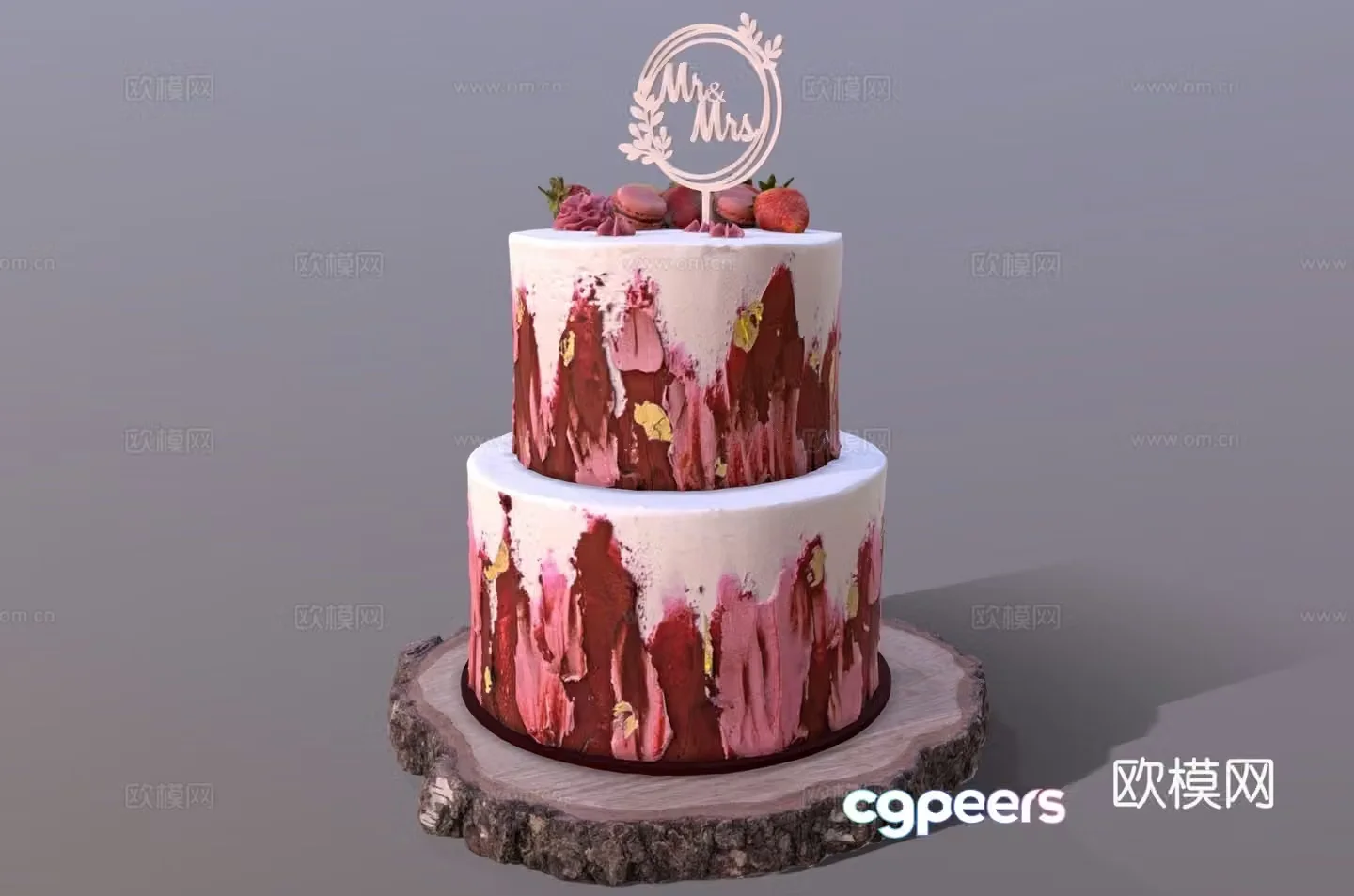 Food and drink Cream cake Chocolate cake Double layer cake Birthday cake 3d model
