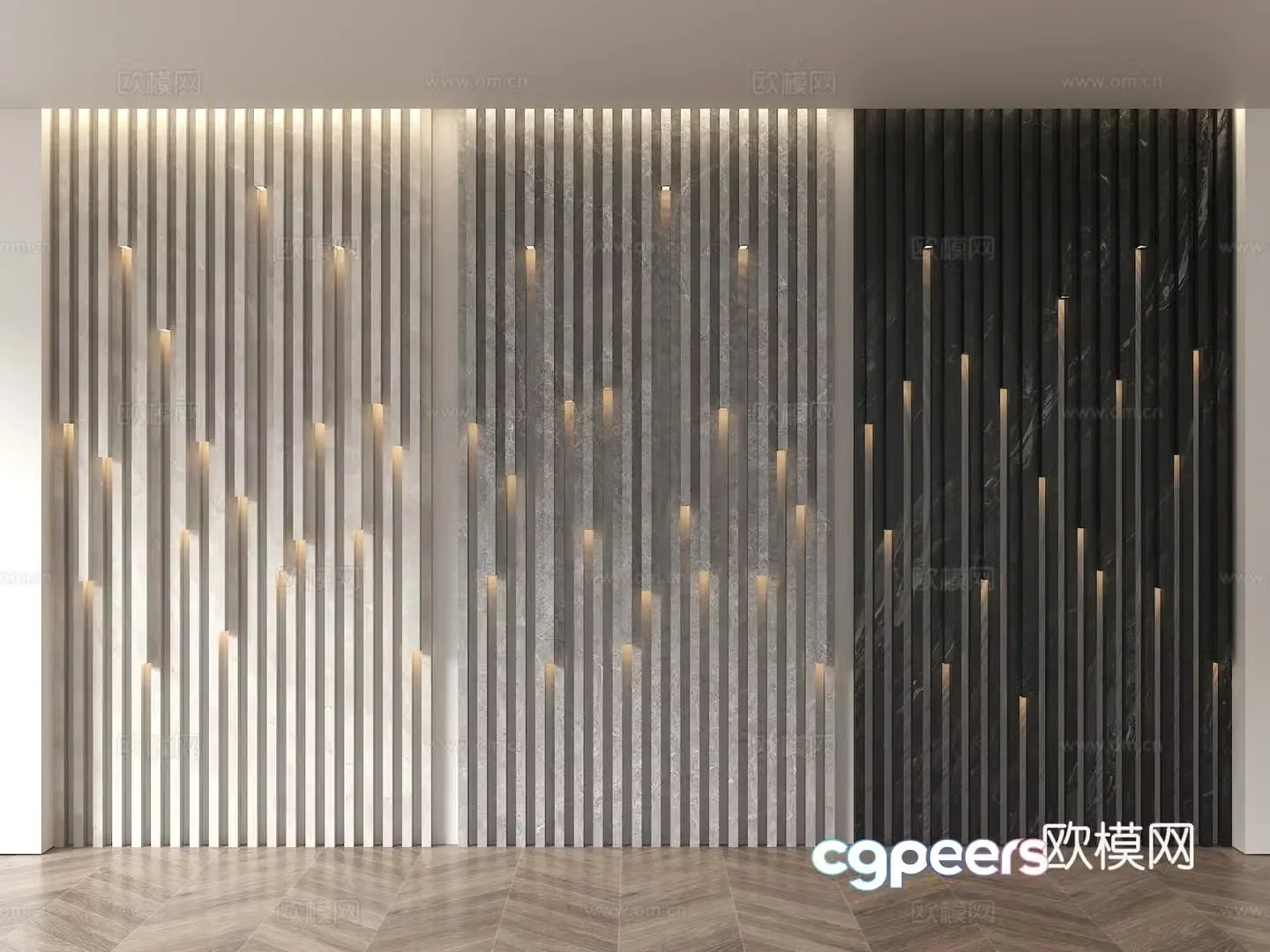 Modern porch background wall grille background wall new Chinese style grille light background wall grille gradient background 3D model