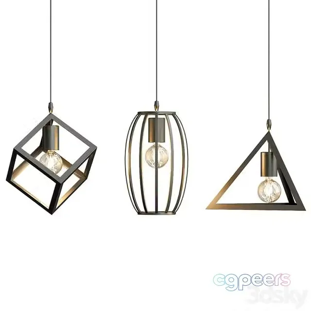 3ds Max Free – Lampe black retro pendant