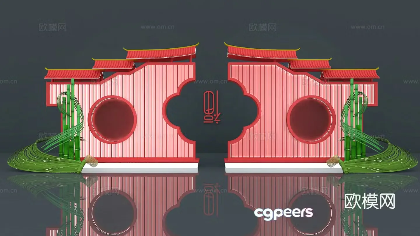 Chinese style display wall check-in wall welcome wall cultural wall 3D model