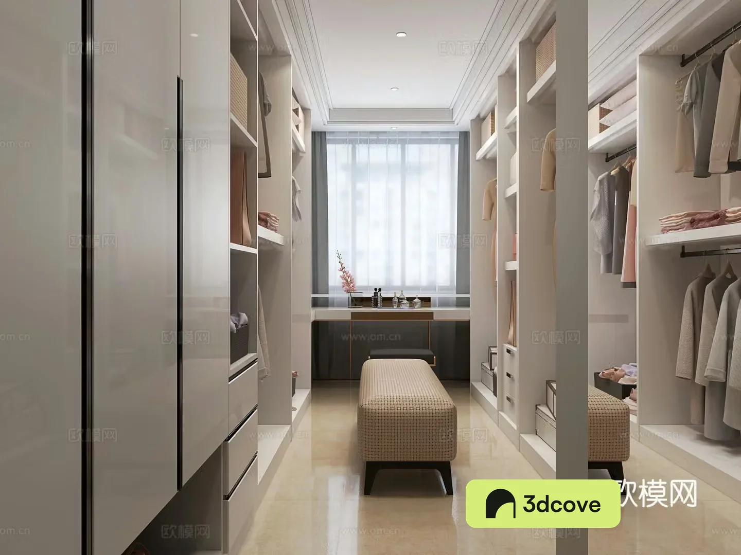 Modern master bedroom cloakroom