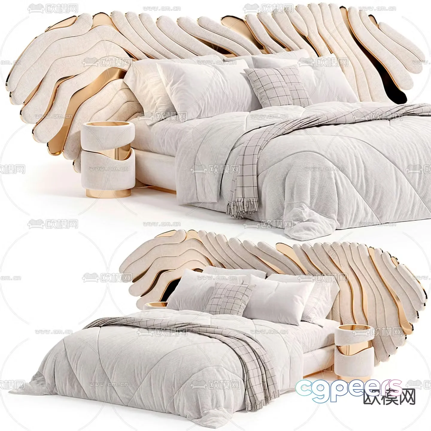 Modern double bed 3d model