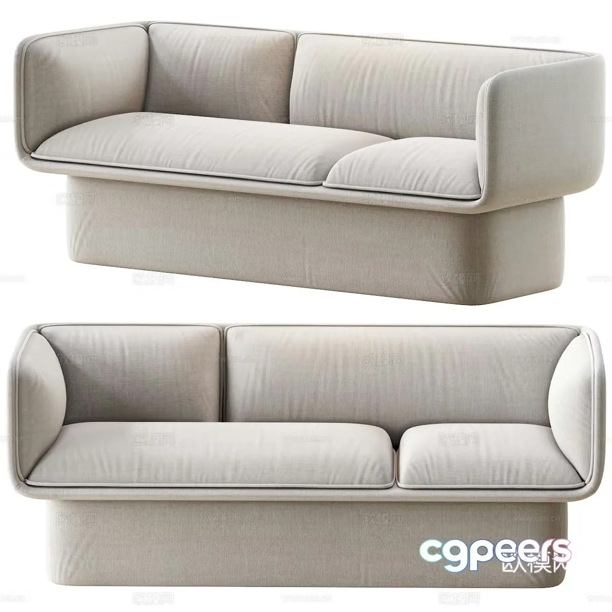 Modern cream style BLOCK casual sofa 3d model