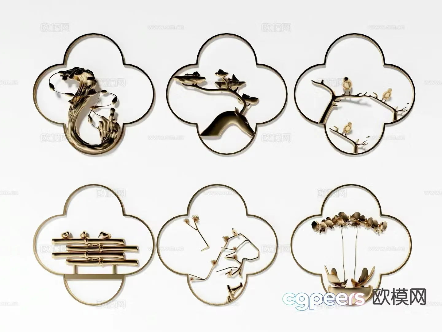 New Chinese style plum blossom wall decoration hanging decoration 3d model