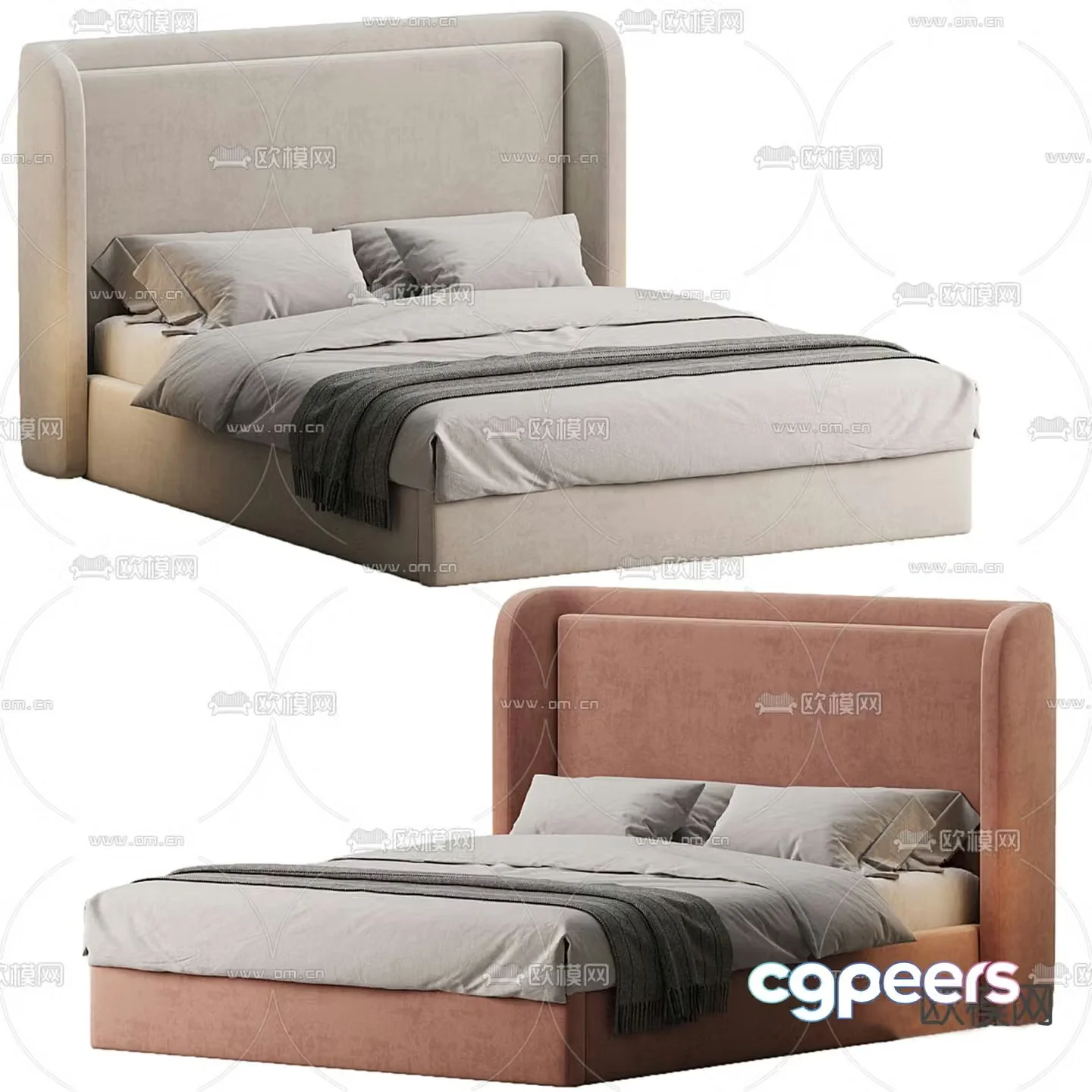 Modern double bed 3d model