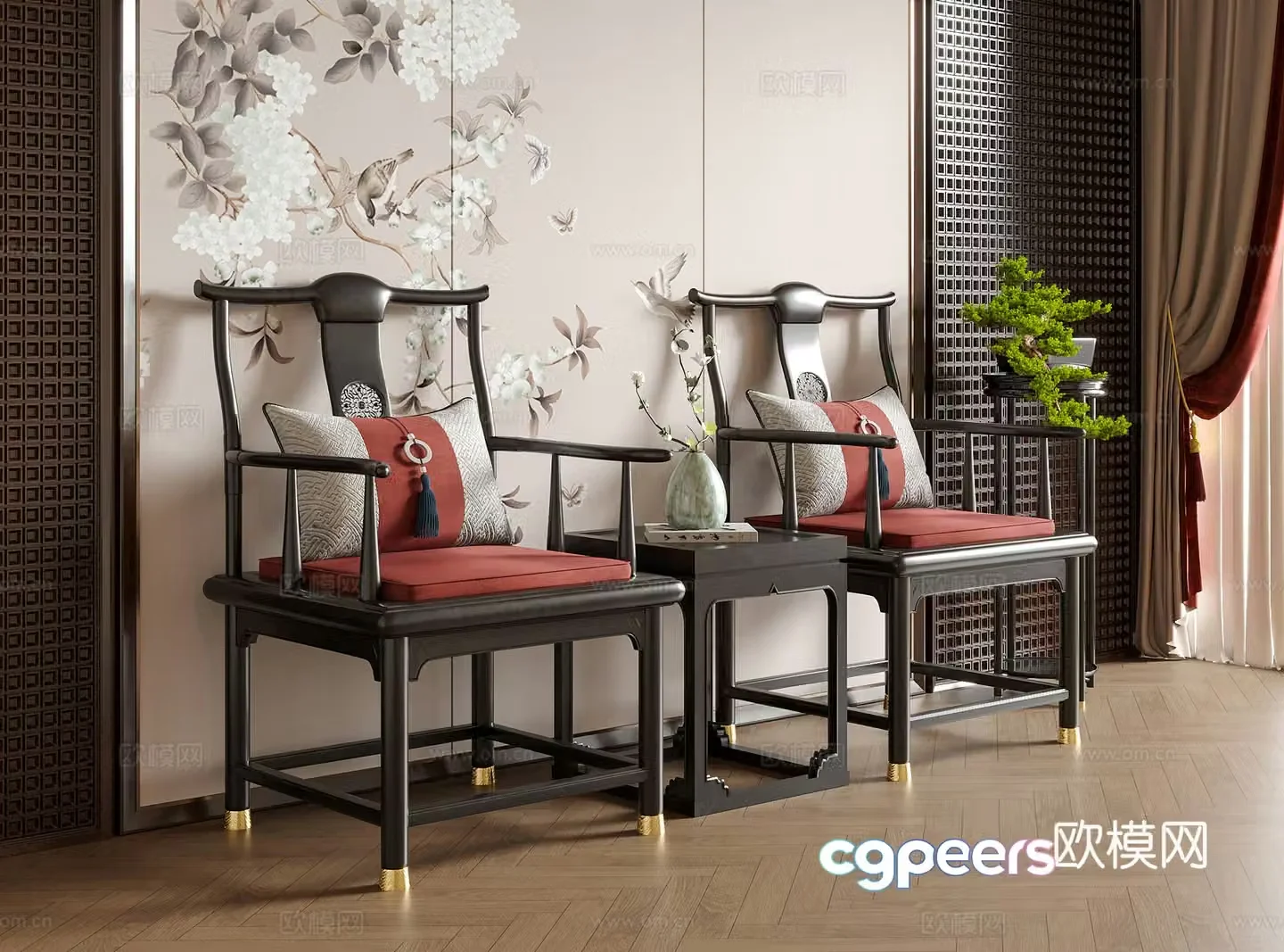 Chinese dining chair single chair tea chair leisure chair 3d model
