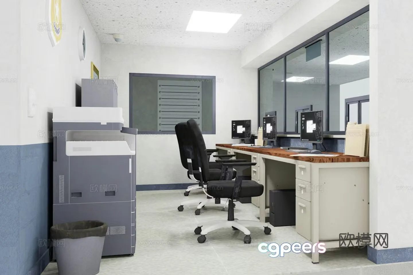 Police station internal 3d model