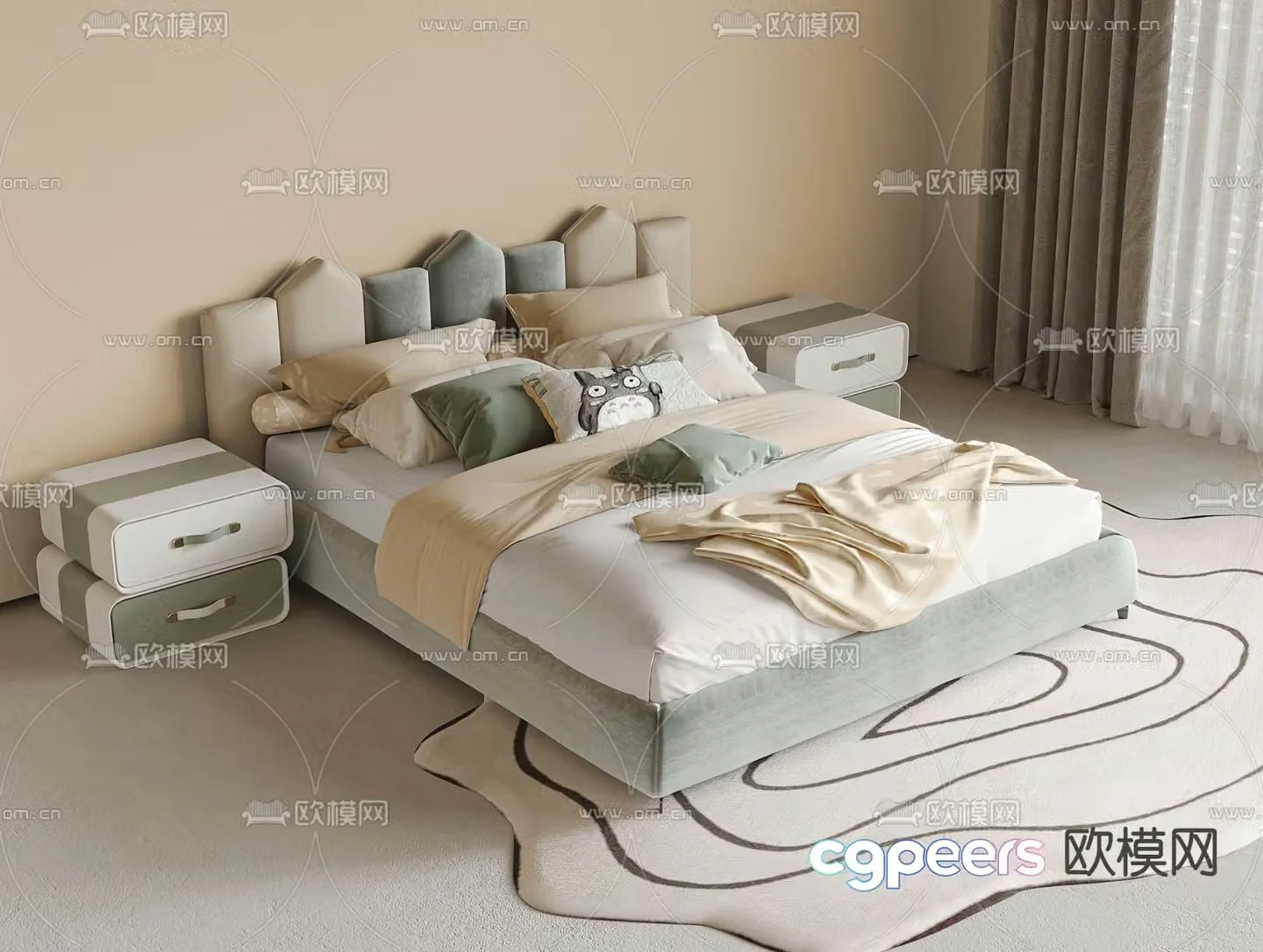 Children’s bed double bed 3d model