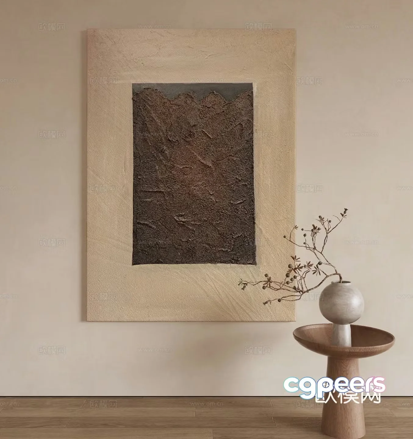 Wabi-sabi texture painting decorative painting 3d model