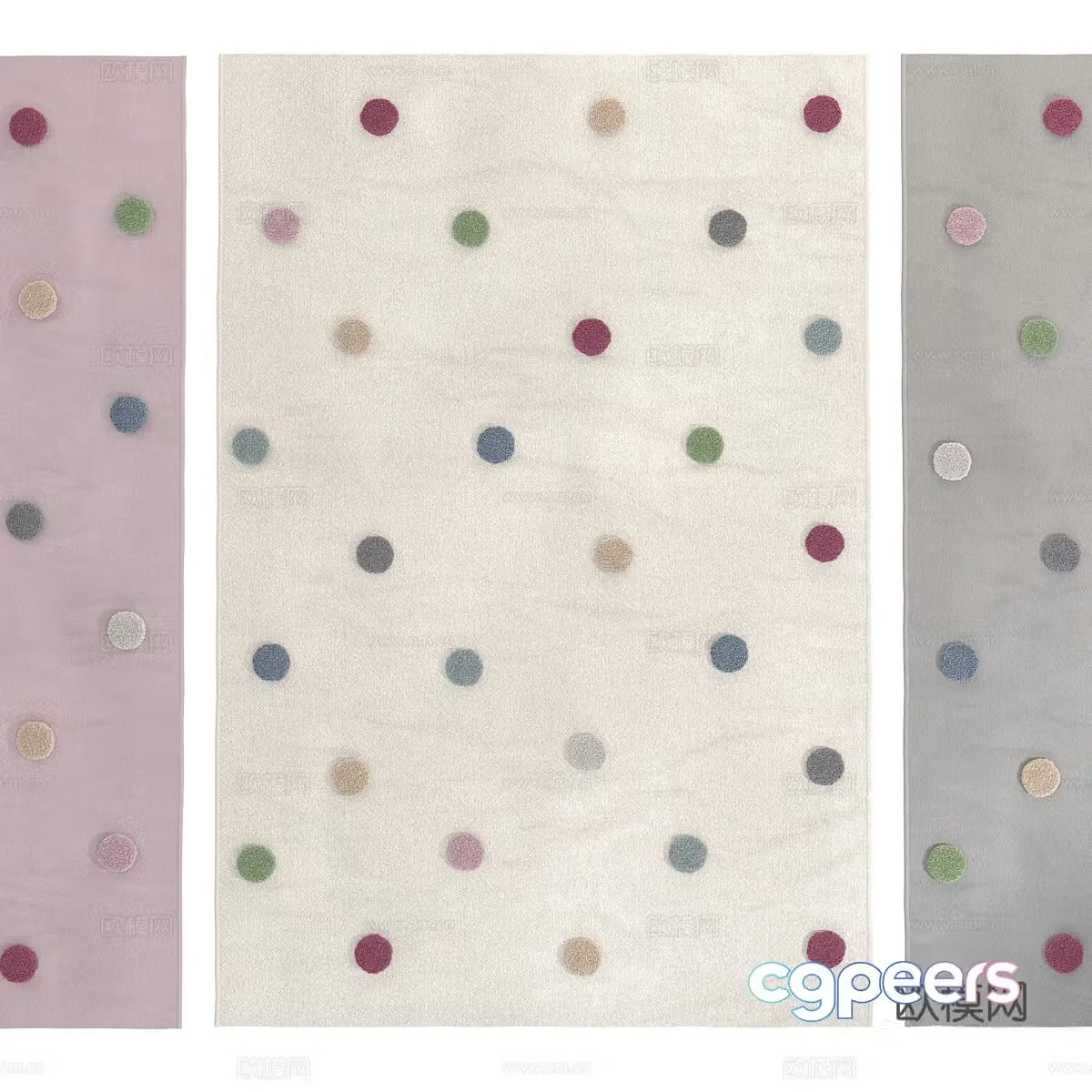 Modern cream style children’s fabric carpet 3d model