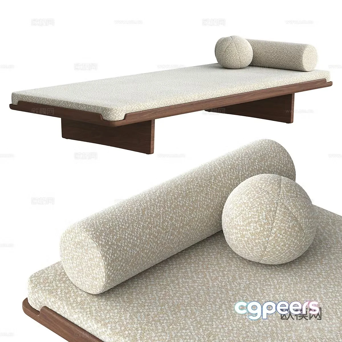 New Chinese style fabric sofa bed 3D model