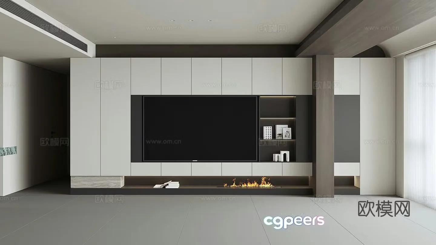Modern TV background wall 3d model
