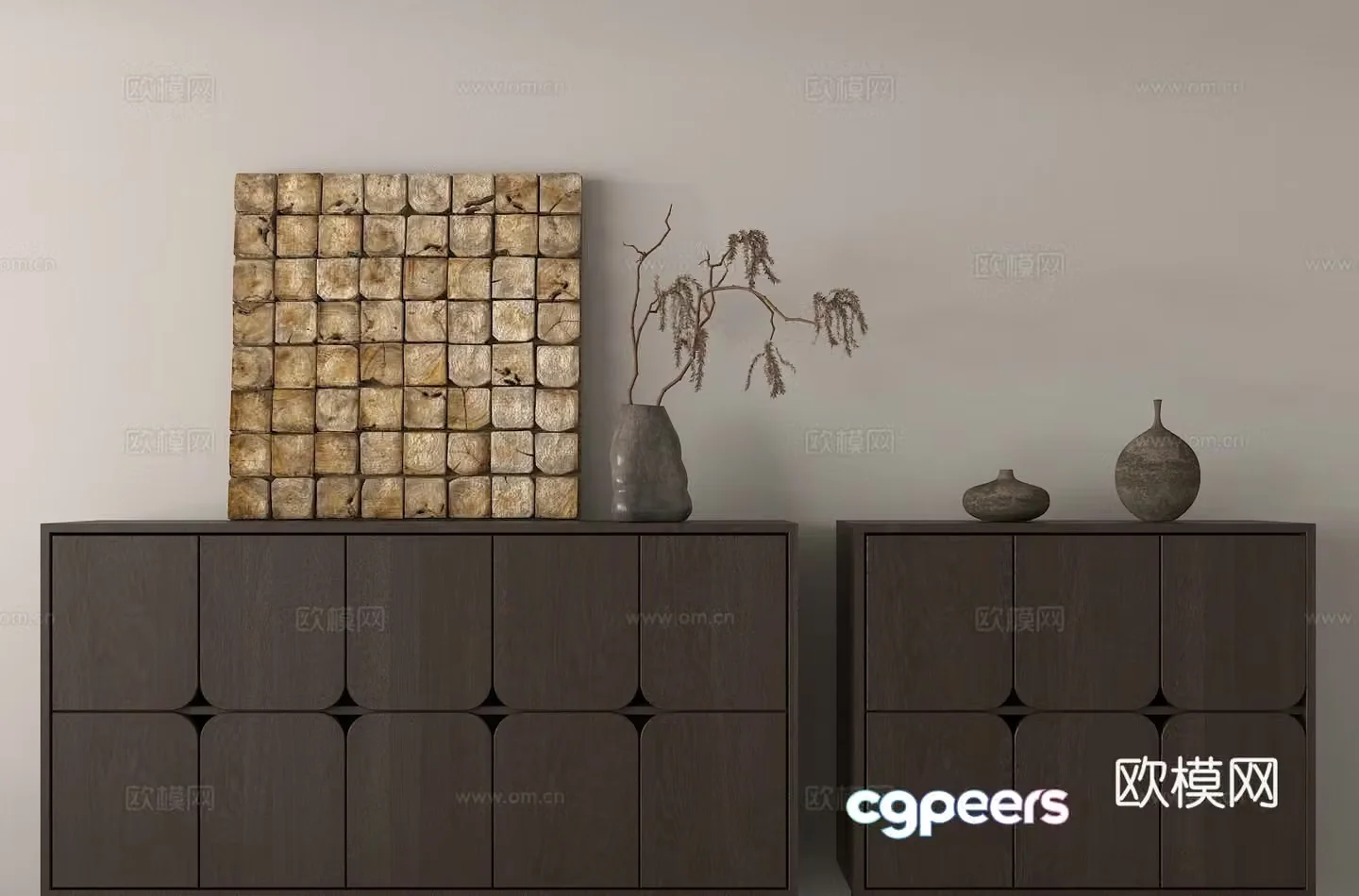 Wabi-sabi entrance cabinet 3d model