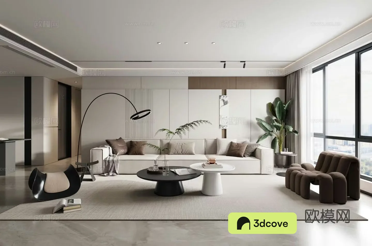 Italian minimalist living room combination sofa leisure chair