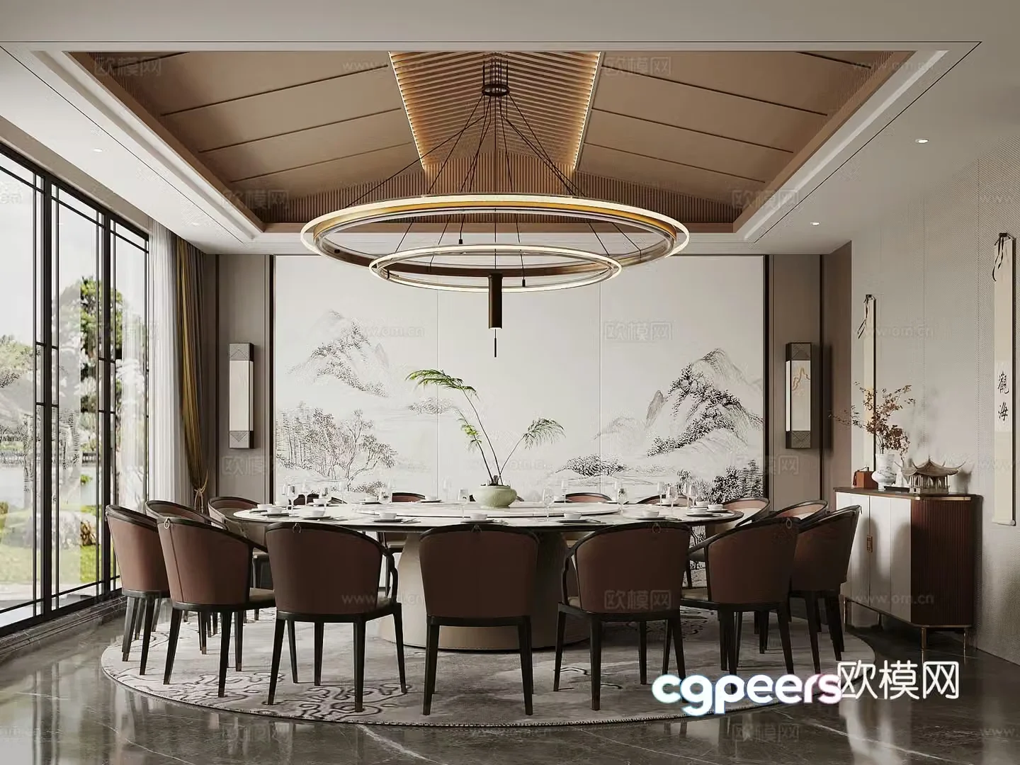New Chinese-style private room restaurant restaurant private room 3D model