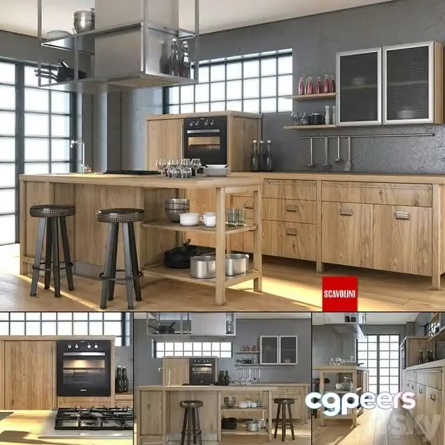 3ds Max Free – Kitchen Scavolini (with walls and windows)