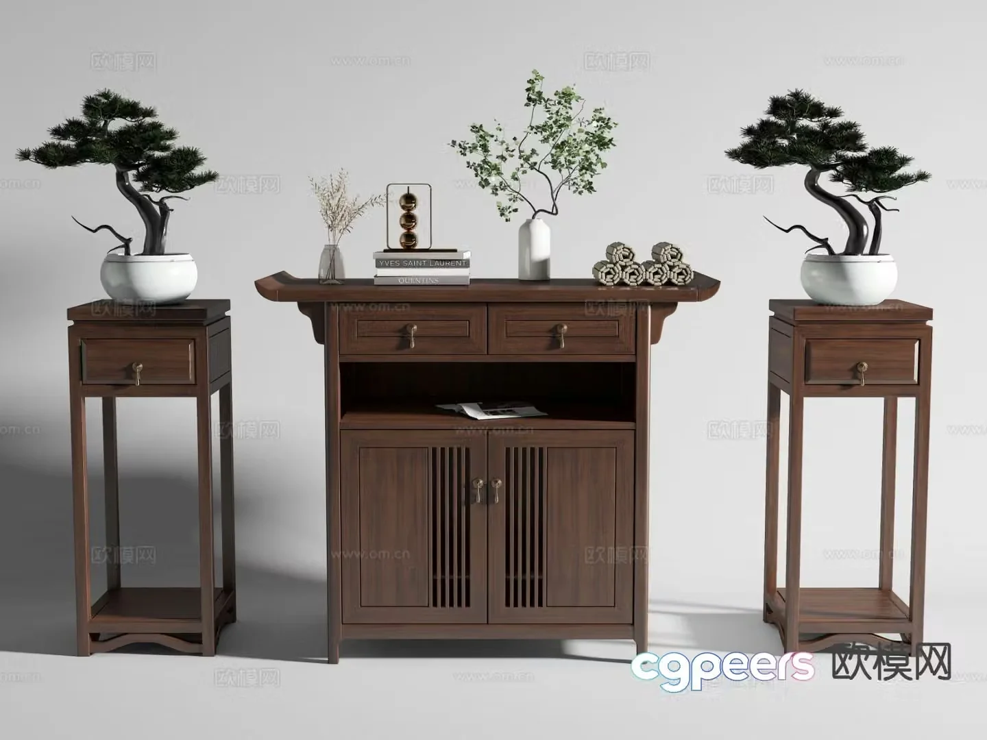 New Chinese style Buddhist niche altar tribute table 3D model