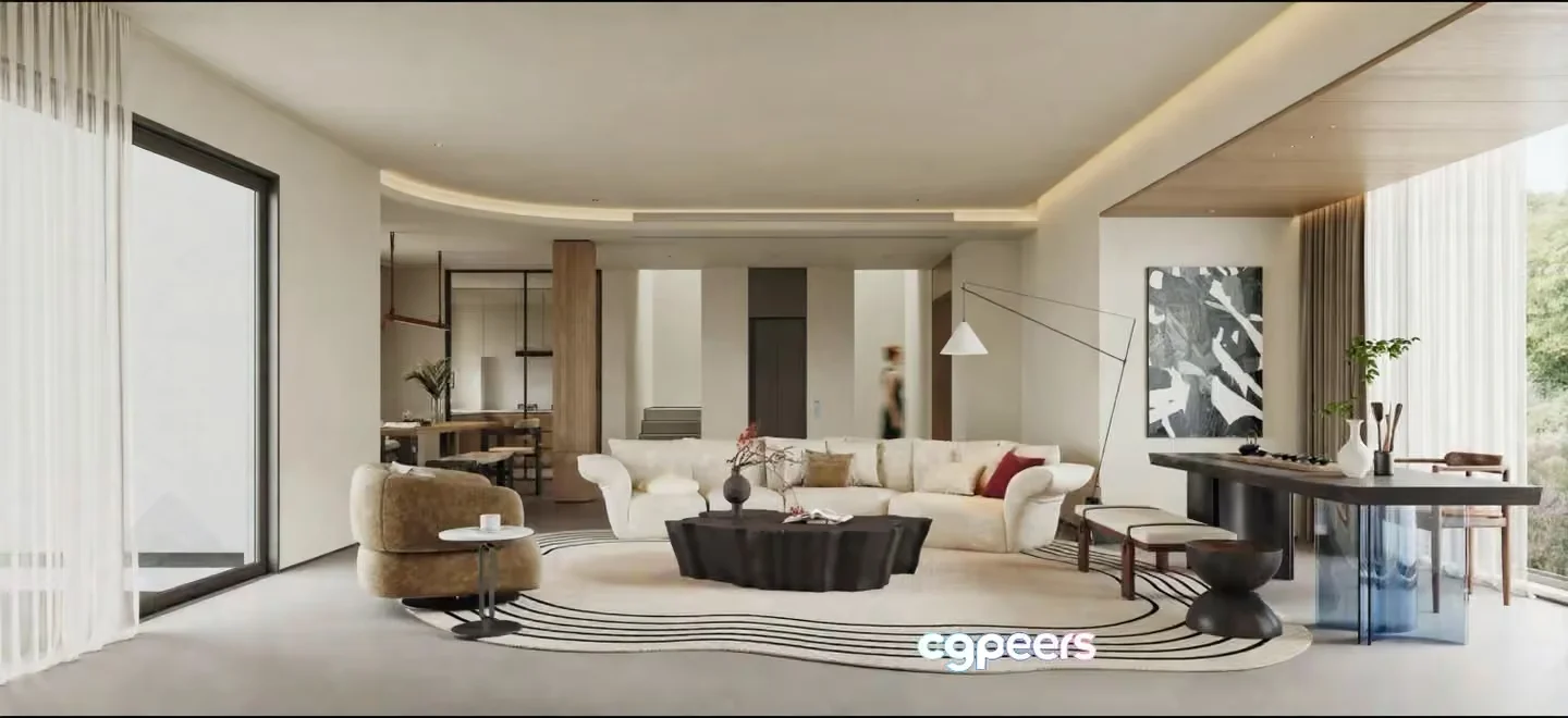 Modern Living Room 3D Model – 4339 – VRAY Render