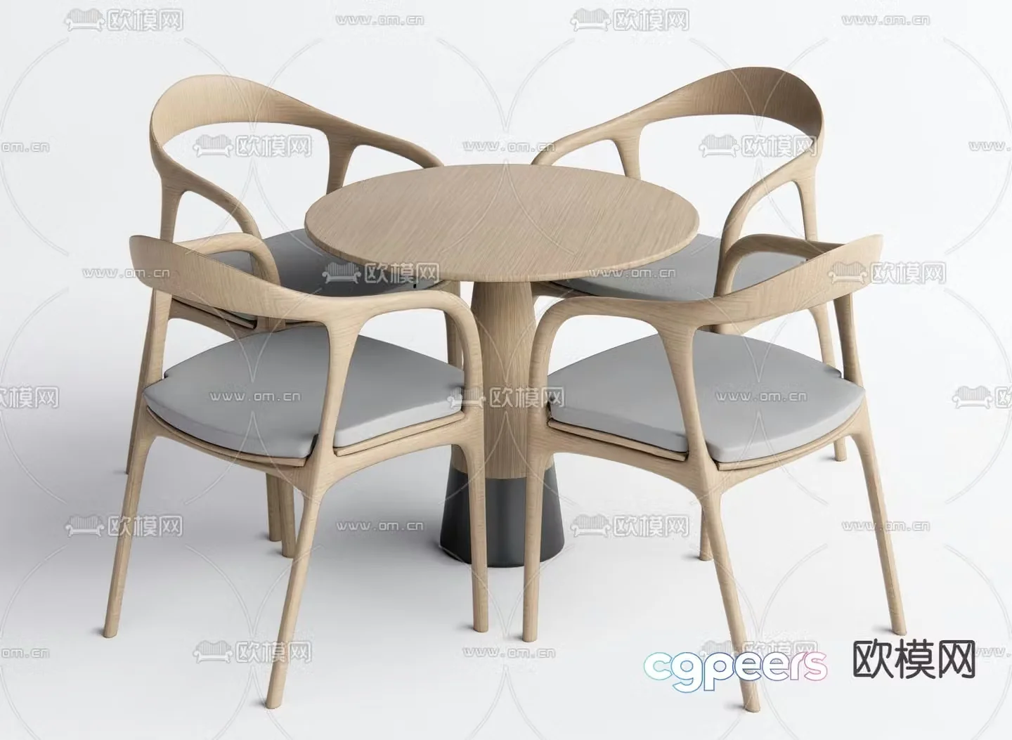 Modern leisure table and chairs 3d model