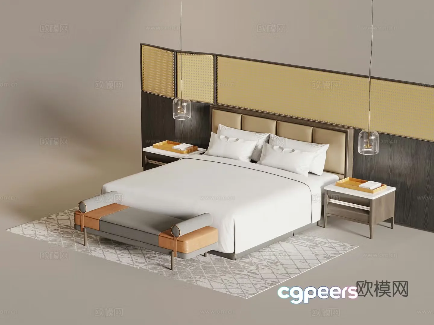 Bed Modern Double Bed 3D Model
