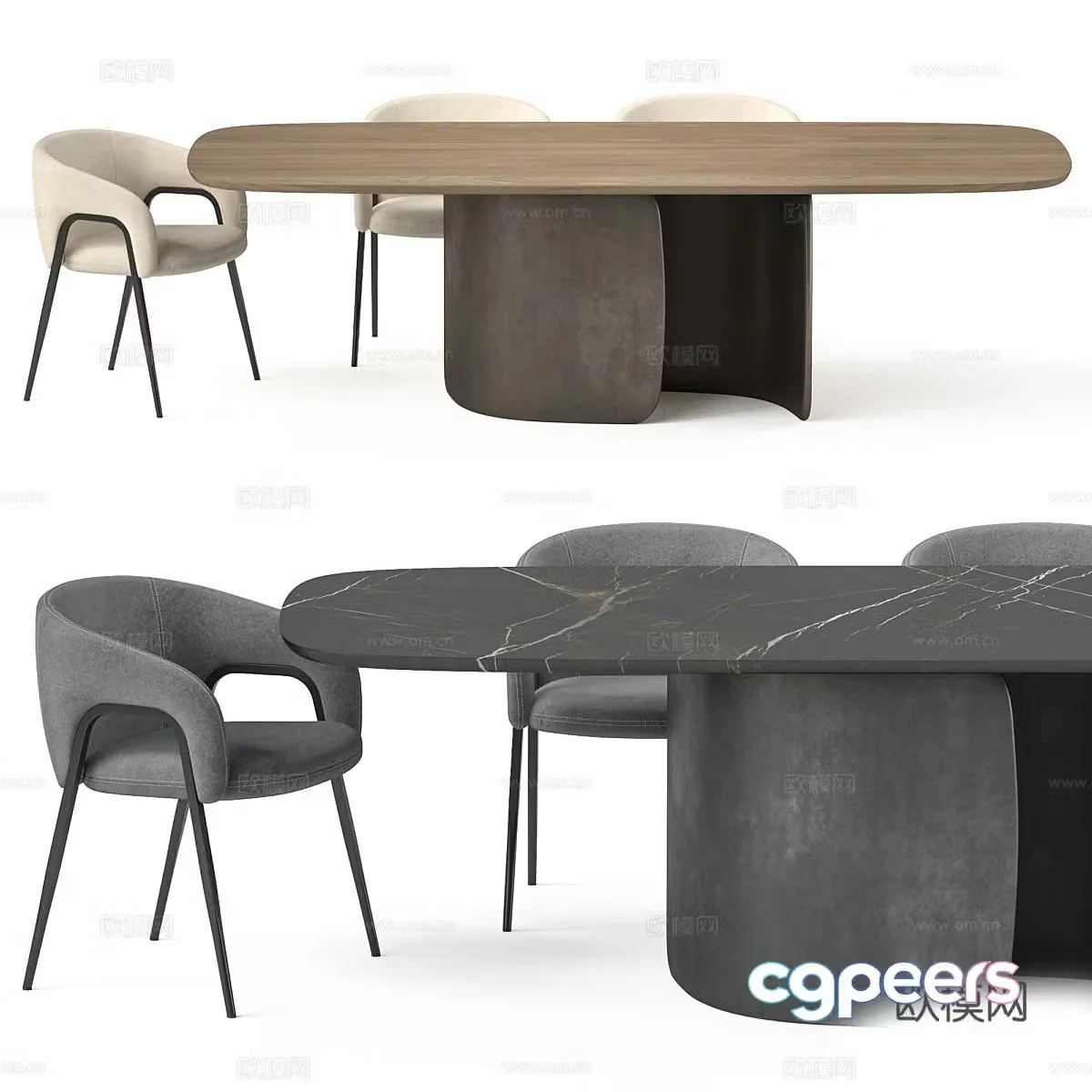 Modern Italian Bonaldo Mellow Dining Table and Chair 3D Model
