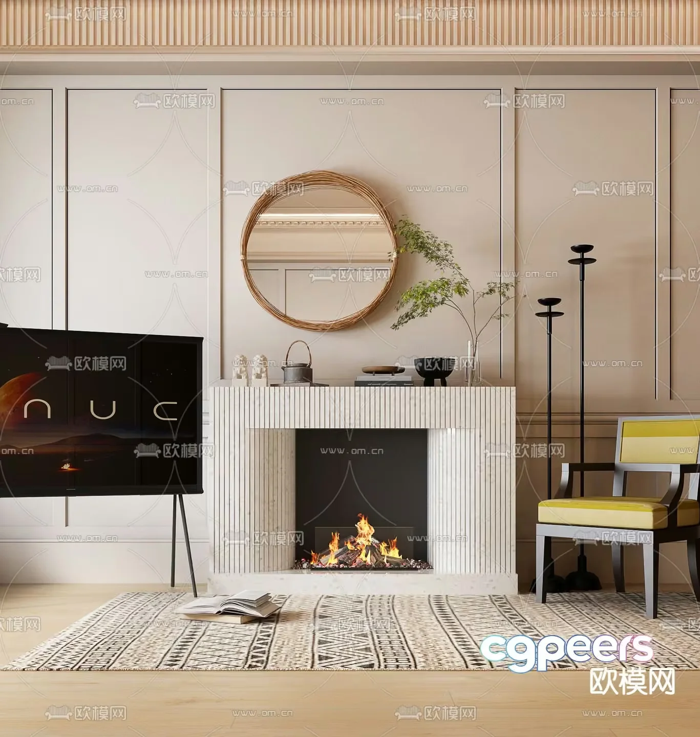 Modern Living Room 3D Model – 3152 – VRAY Render