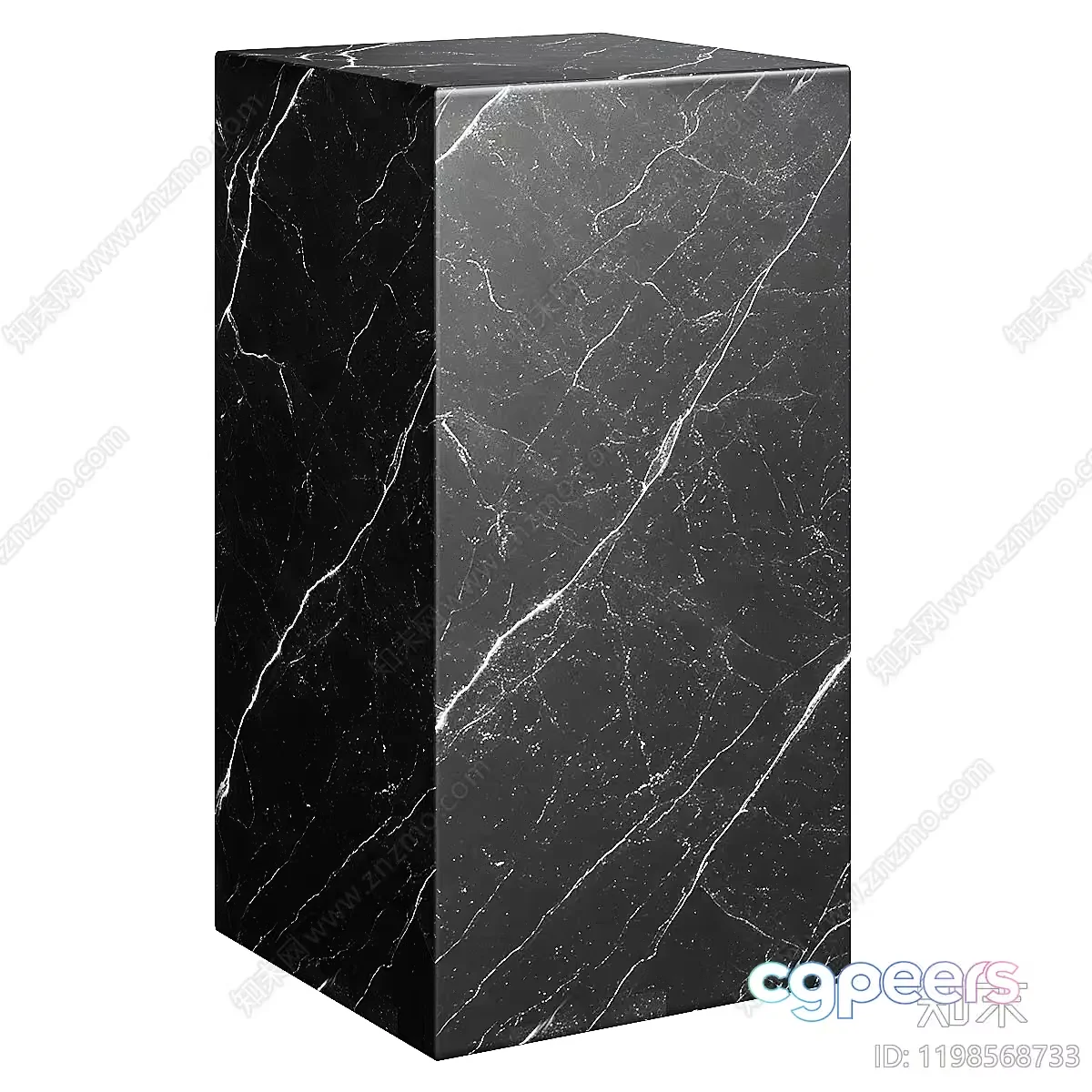 A Black And White Marble Cube 3D Model – 8692 – CORONA Render