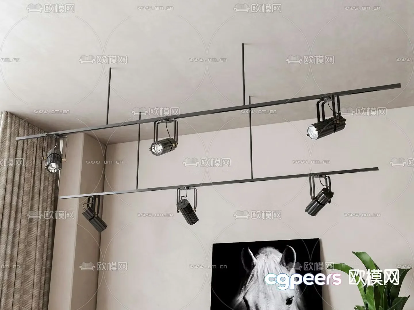 Mobile spotlight track spotlight 3d model