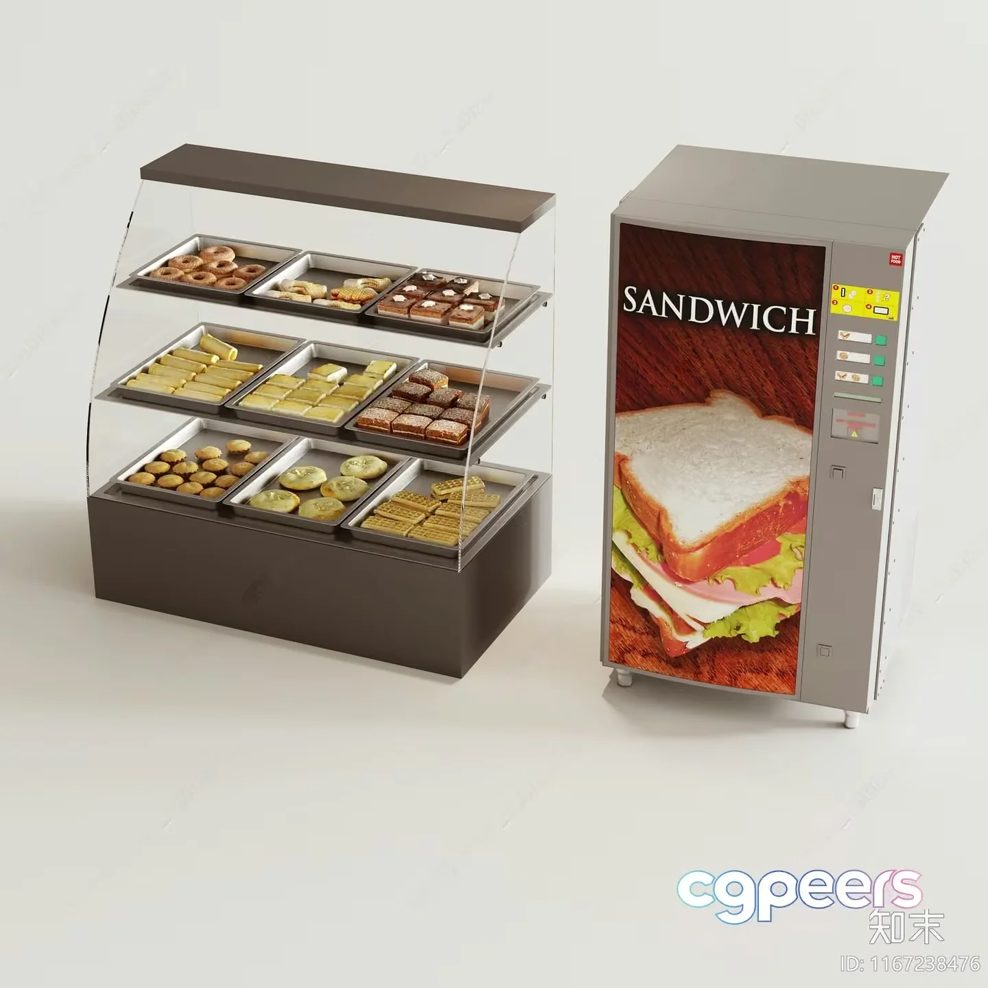 Sandwich Vending Machine And Display Case 3D Model – 1946 – VRAY Render