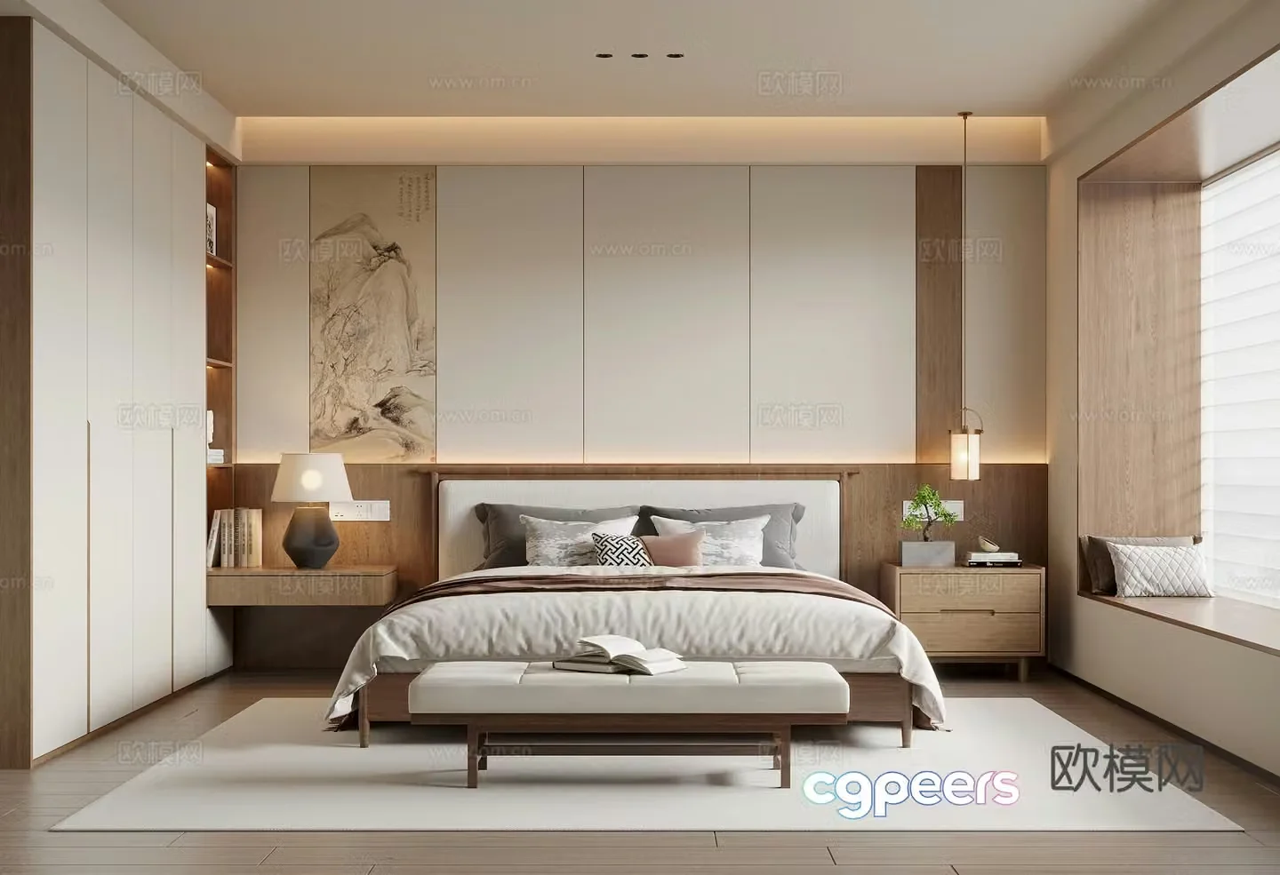 New Chinese Song style bedroom 3D model