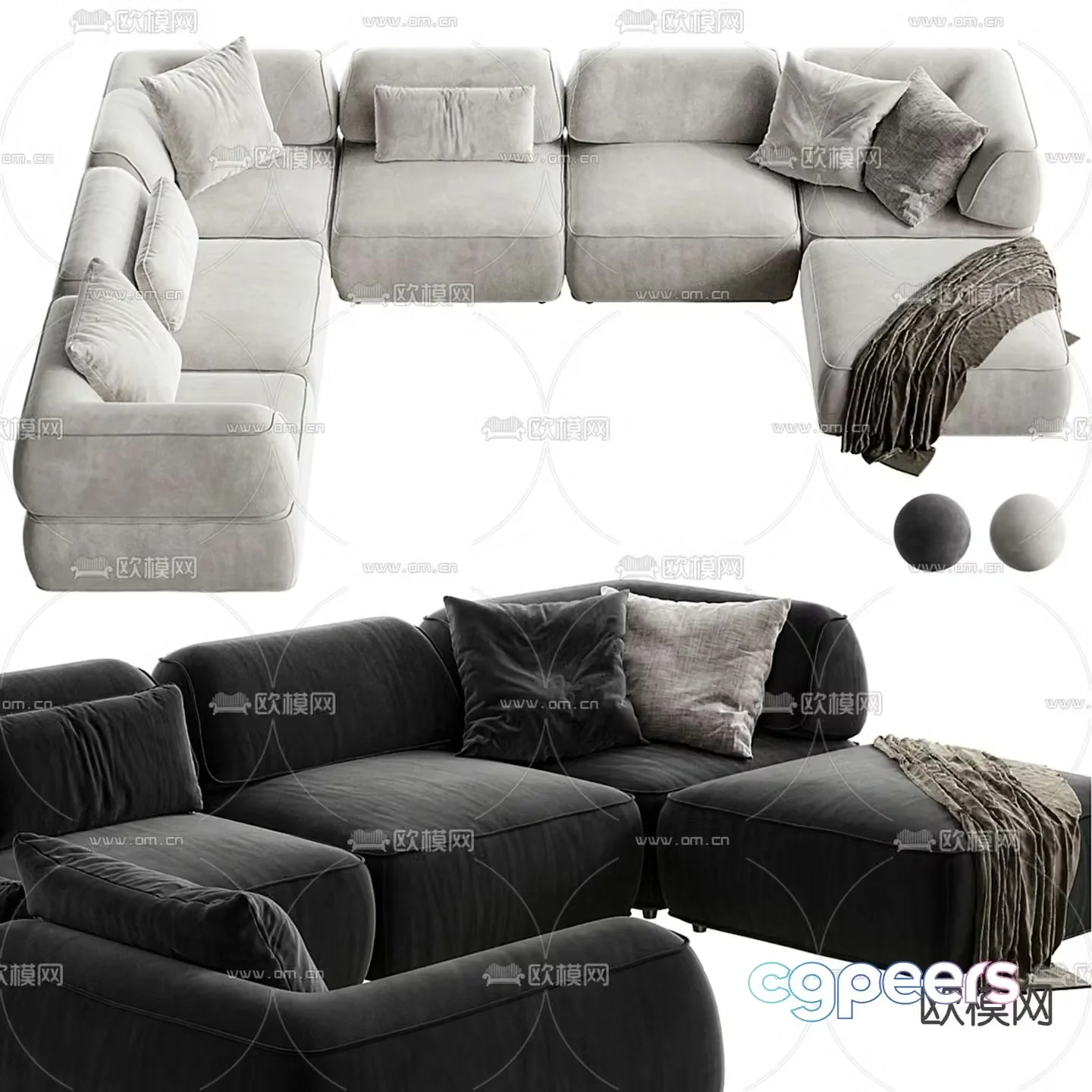 Modular sofa multi-person sofa 3d model