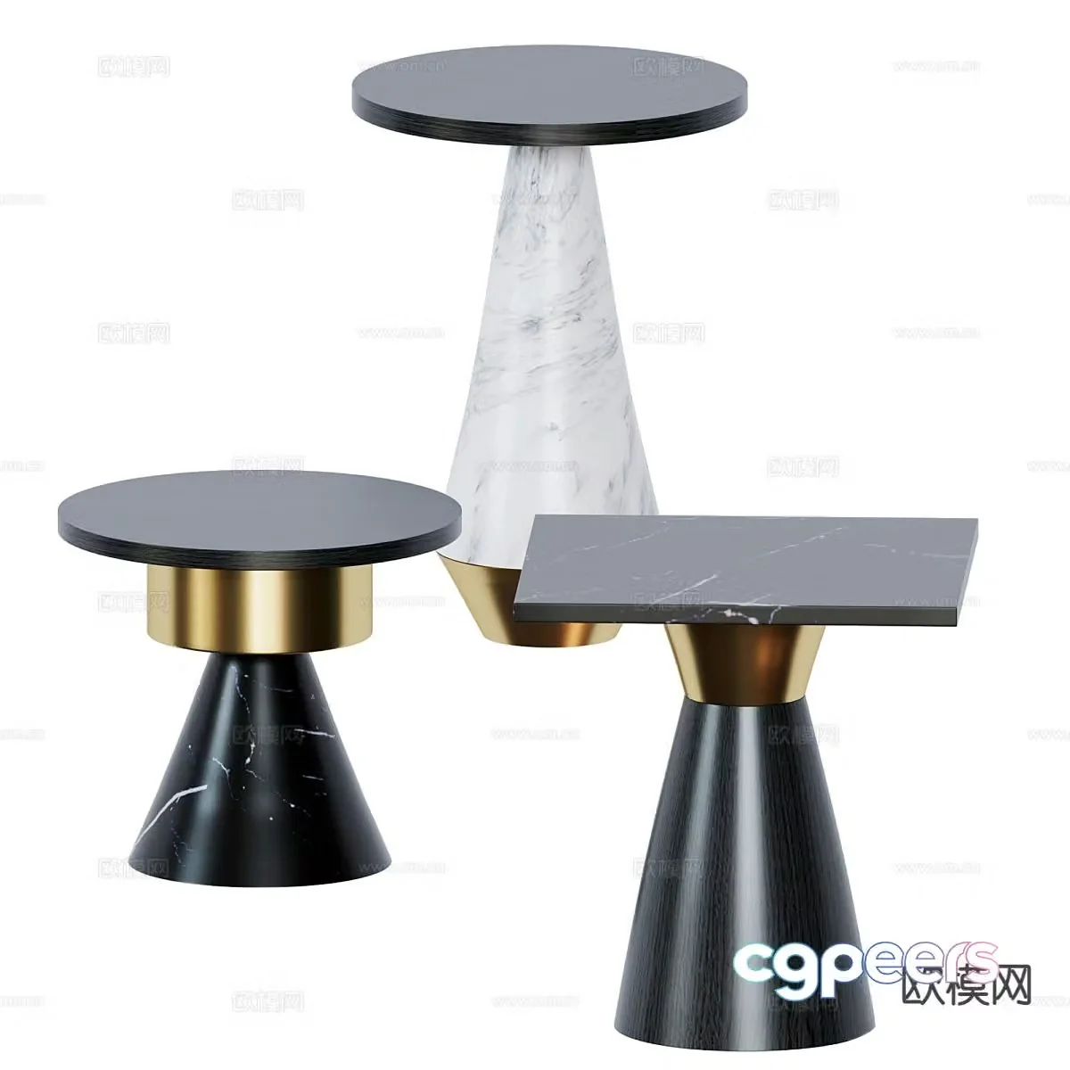 Round table square table side table table table 3D model