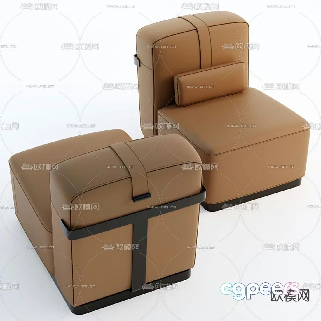 Flexform modern leather lounge sofa 3d model