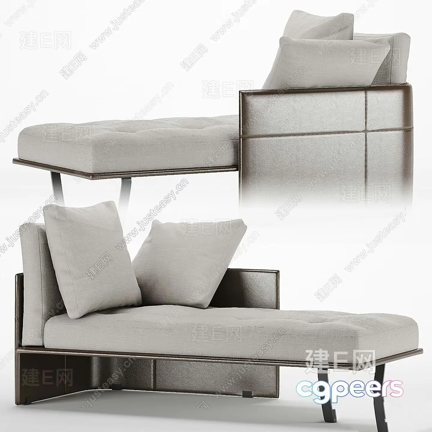 Modern Grey Couch 3D Model – 13910 – VRAY Render