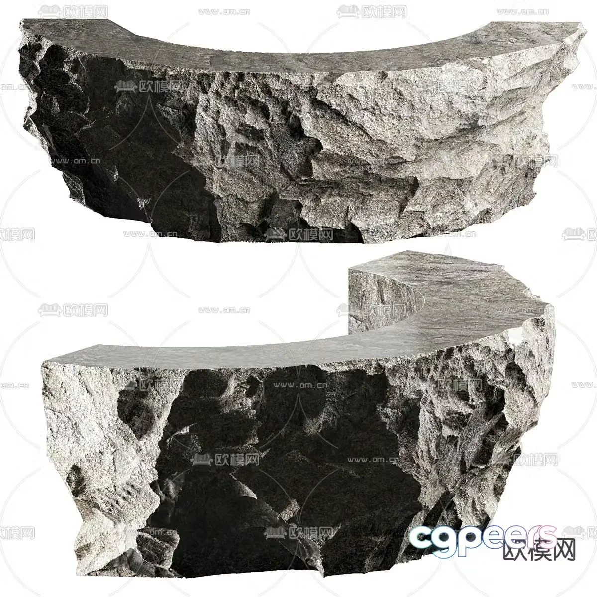 Rock Front Desk Bar Service Desk 3D Model
