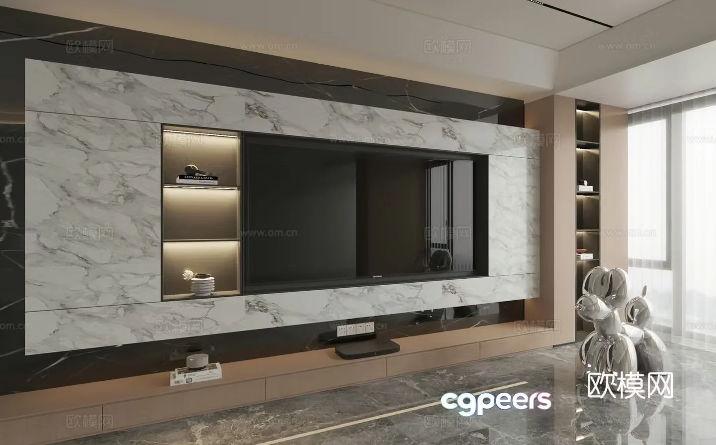 3d model of TV background wall
