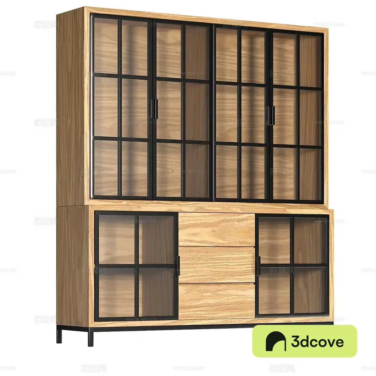 Nordic simple bookcase glass cabinet