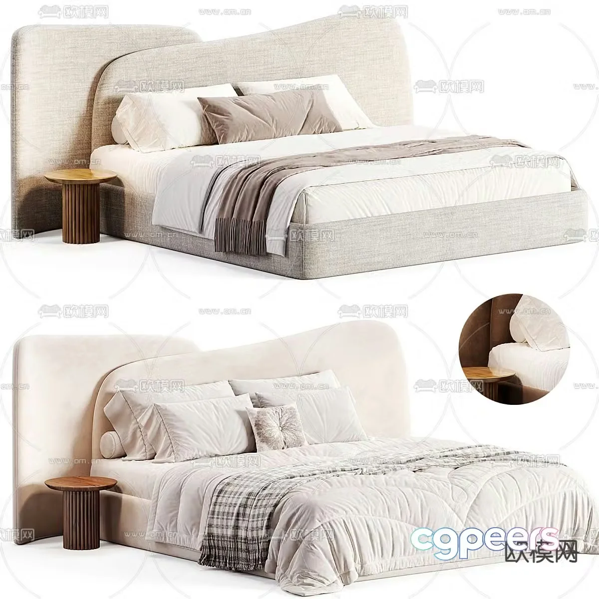 Simple double bed 3d model