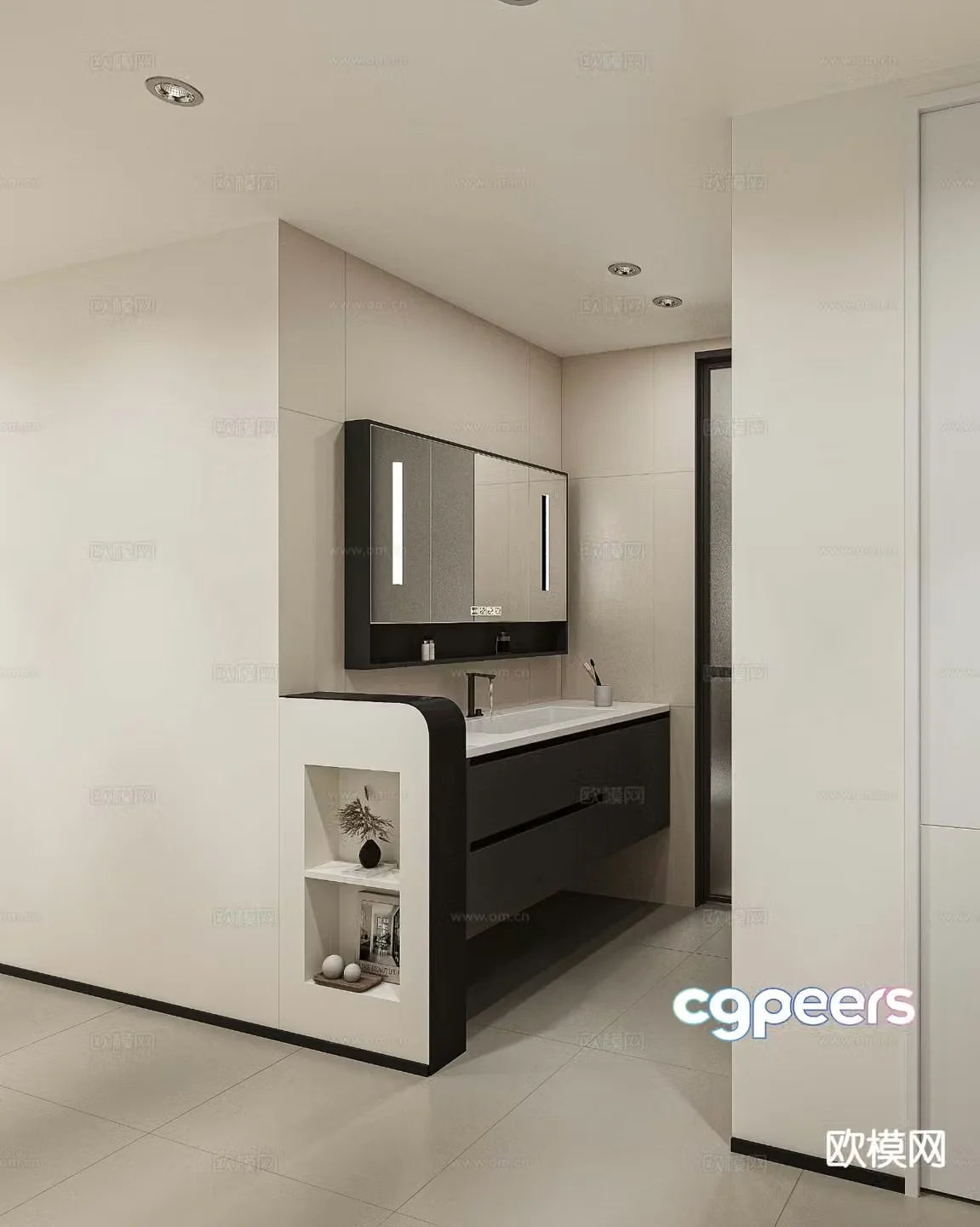 Modern bathroom dry area 3d model