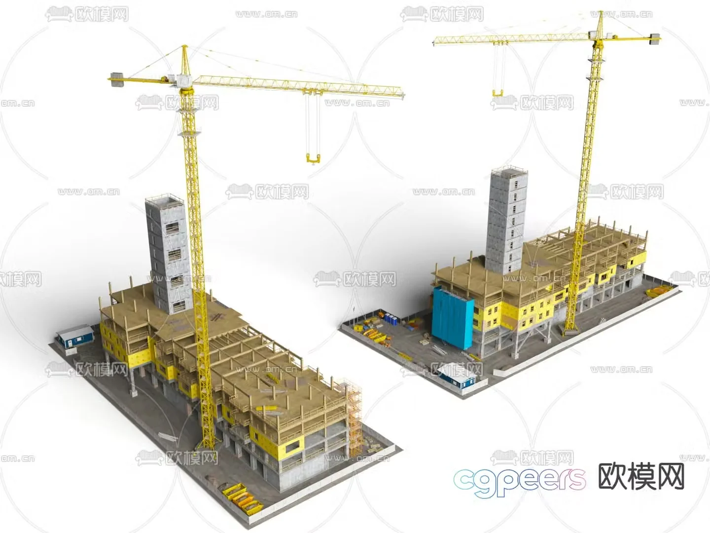 Office building construction site under construction 3d model