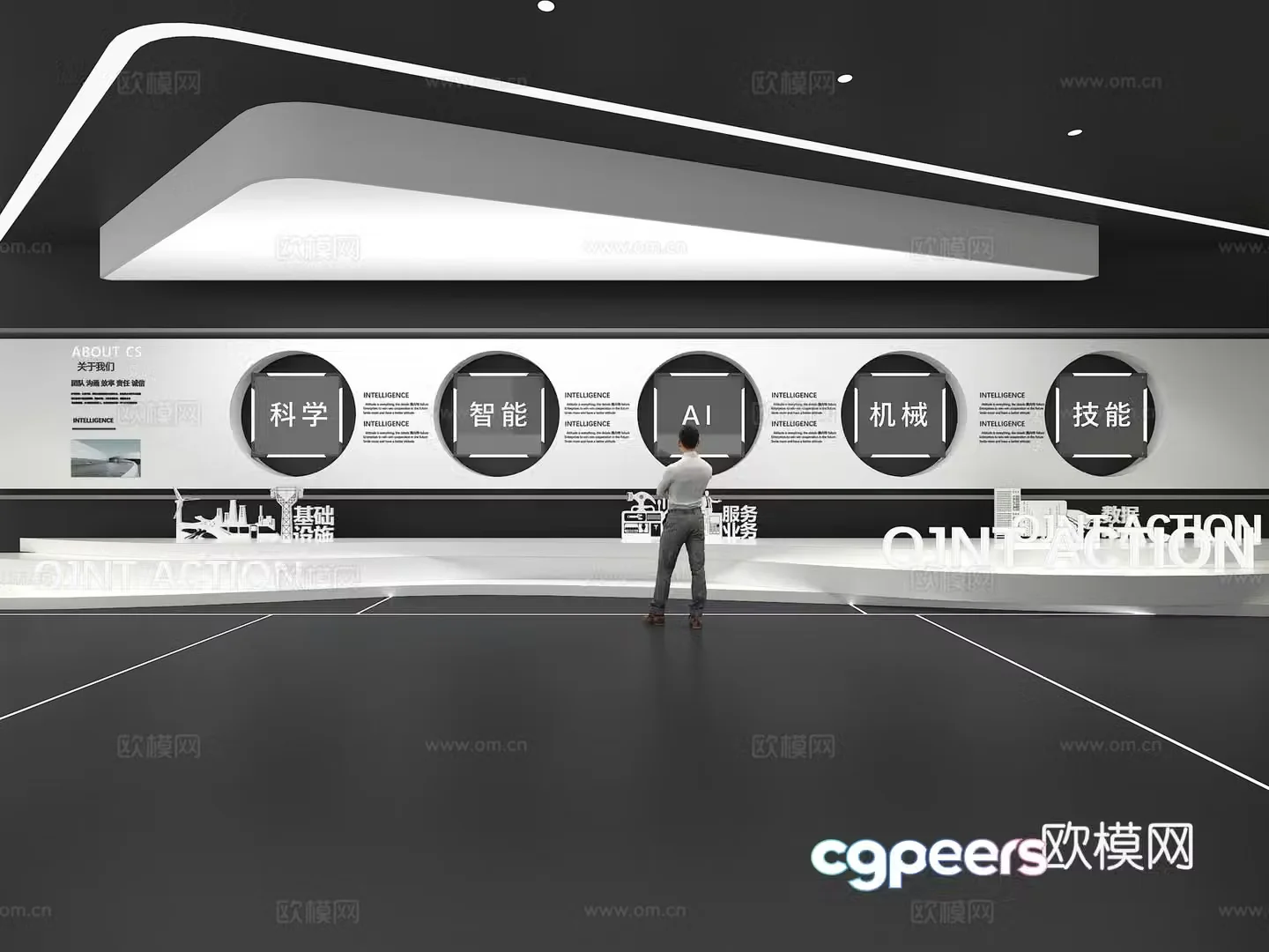 Cultural wall Corporate culture wall Display wall Theme wall Exhibition hall Campus culture Corridor 3D model