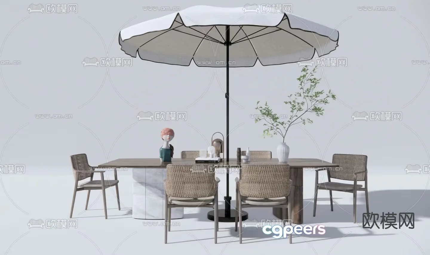 Modern Outdoor Dining Set 3D Model – 14016 – VRAY Render
