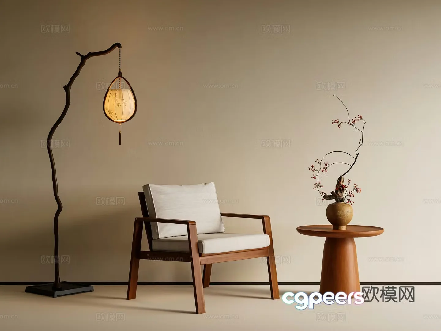 New Chinese style Chinese single chair casual single armchair medieval chinese casual chair new Chinese style 3D model