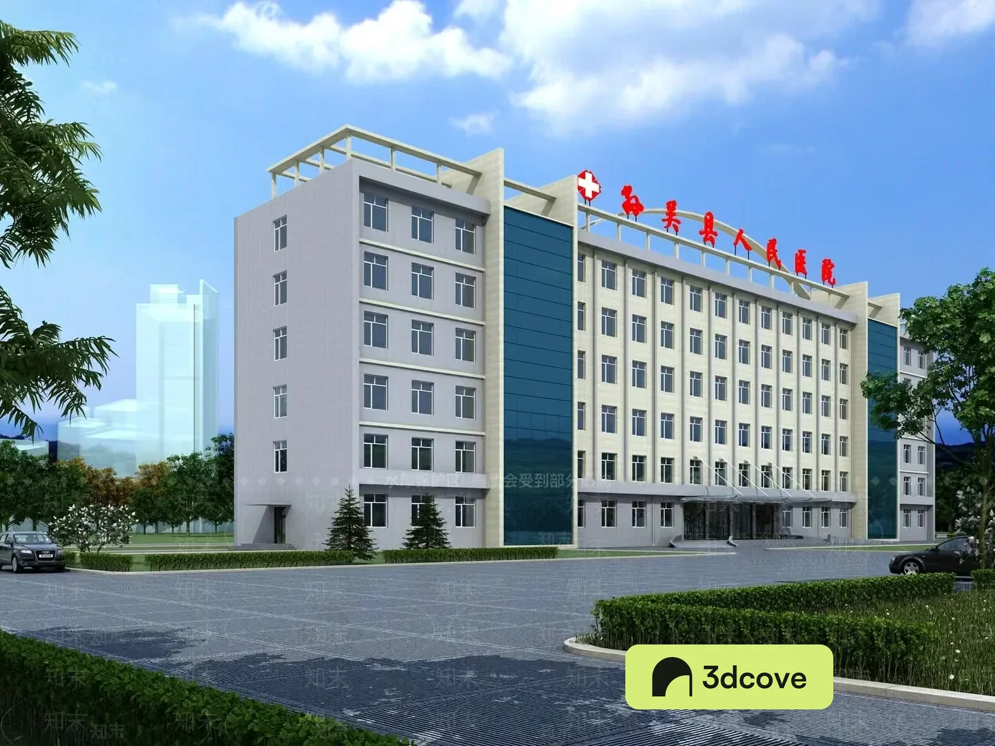 A Large Building With A Parking Lot