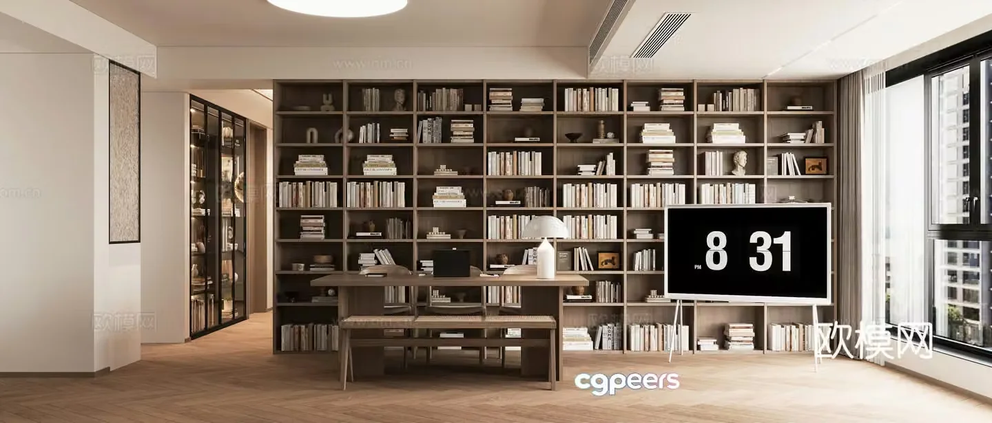 Modern light luxury living and dining room 3D model