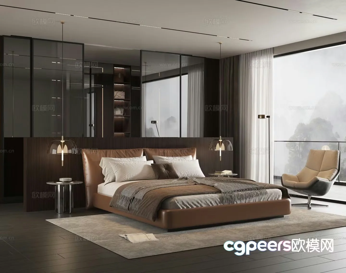 Italian double bed 3d model