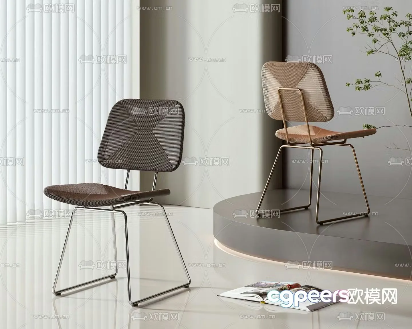rattan chair dining chair 3d model